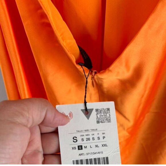 ZARA Women Backless Satin Slip Dress Hot Orange Size Small - Picture 5 of 11